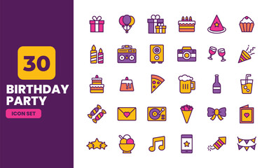 Birthday Party Icon set vector illustration
