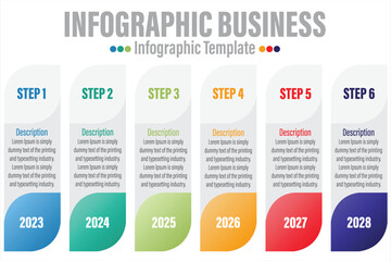 6 Steps, 6 Option Geometric shape with steps,options,processes or workflow.Business data visualization. Creative step infographic template for presentation,vector illustration.