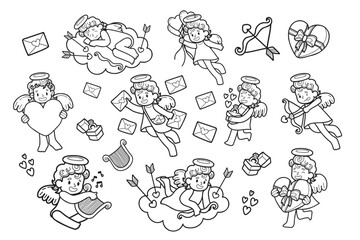 Hand Drawn Cupid collection in flat style illustration for business ideas