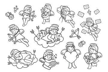 Hand Drawn Cupid collection in flat style illustration for business ideas