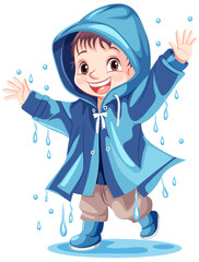 Happy boy wearing raincoat
