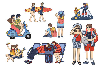 Hand Drawn outdoor traveler collection in flat style illustration for business ideas