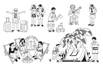 Hand Drawn outdoor traveler collection in flat style illustration for business ideas