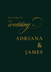 Obraz premium Wedding Signage Gold lettering and green background