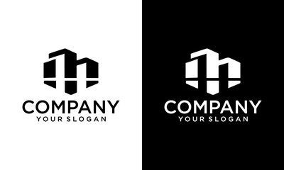 creative negative space of letter MM initial logo design, clean and strong design