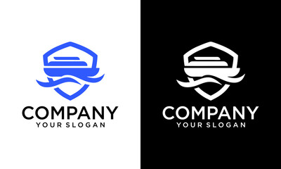Ship maritime shield logo design icon vector