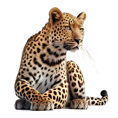 Leopard on a white background for decorating the project. Publications and websites