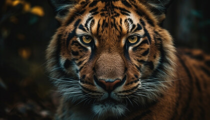 Fototapeta premium The majestic Bengal tiger staring at camera generated by AI