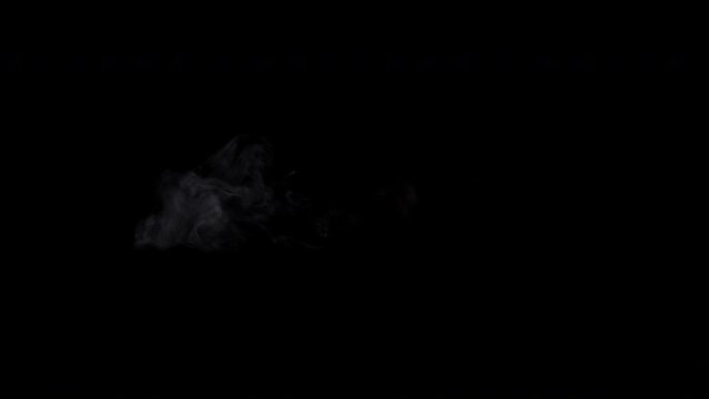 White smoke,steam on a black background.
Slow motion. Shot in 4K resolution at 120fps.
For cold breath composites.