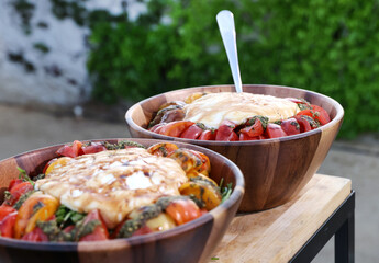 bowls of grilled vegetables