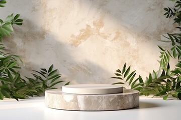 3d rendering of minimal geometric forms. Luxury podium for display your products