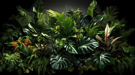 Fototapeta premium plants nature backdrop with dark background 