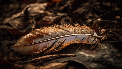 Feather quill pen writes on antique paper generated by AI