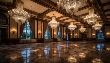 The ornate chandelier illuminated the elegant apartment generated by AI