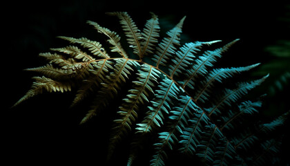 Fractal fern frond in tranquil rainforest motion generated by AI
