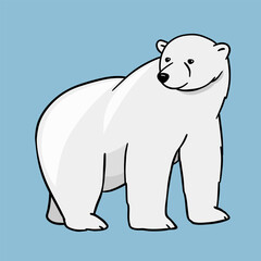 White polar bear. Vector flat cartoon illustration. North animal.