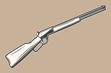 vintage rifle shotgun vector illustration - obrazy, fototapety, plakaty