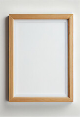 Wood Photo Frame On White Wall Empty Frame Template Graphic Resource AI