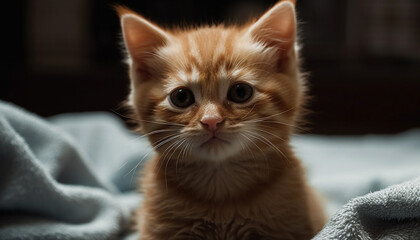 Fluffy kitten staring charmingly, playful and curious generated by AI