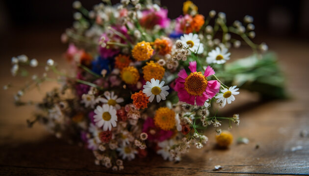 A rustic bouquet of wildflowers and herbs generated by AI © grgroup