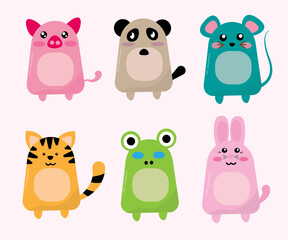 cute animal set illustration design, character illustration for children, flat design
