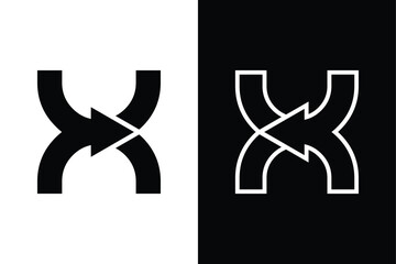 Letter x with growth arrows black and white concept. Very suitable for symbol, logo, company name, brand name, personal name, icon and many more.