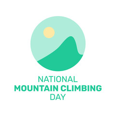 National Mountain Climbing Day with mountain and sun icon in flat design