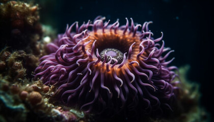 Naklejka na ściany i meble Colorful clown fish swim in vibrant coral reef generated by AI