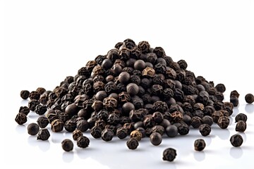 Black Pepper Seeds Pile On White Background