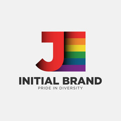 letter J rainbow color pride community and company initial vector logo design