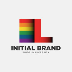 letter L rainbow color pride community and company initial vector logo design
