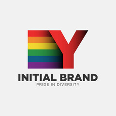 letter Y rainbow color pride community and company initial vector logo design