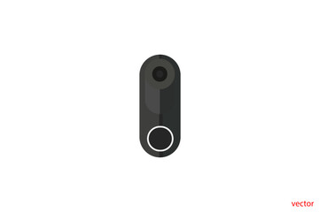 doorbell on the wall of the house with a surveillance camera vector illustration, The female hand presses a button doorbell with camera and intercom vector design for new business