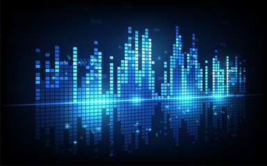 Sound wave rhythm background, technology concept, futuristic digital innovation background vector illustration