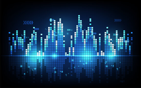 Sound wave rhythm background, technology concept, futuristic digital innovation background vector illustration