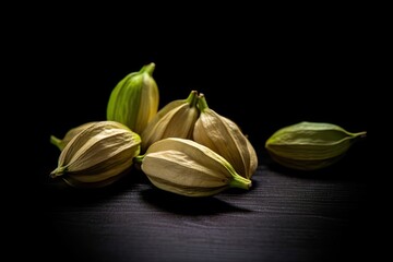 Cardamom Pods On Black Background