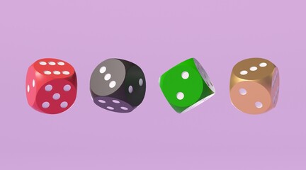 Casino, realistic dice. Luxury gambling 3d elements, bet and risk game online betting, 3d illustration.