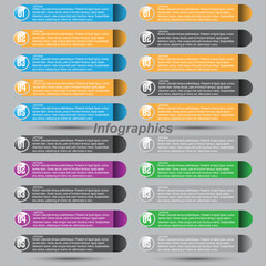 Collection infographics with steps and options, banner  for  business design and website template.