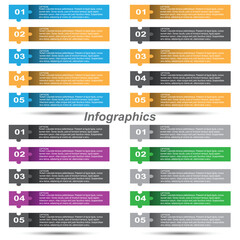 Collection infographics with steps and options, banner  for  business design and website template.