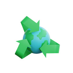 3d rendering earth with recycle icon ecology concept