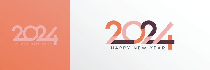 2024 new year typeface logo. Happy new year 2024 symbol for calendar, banner, poster and social media post template concept