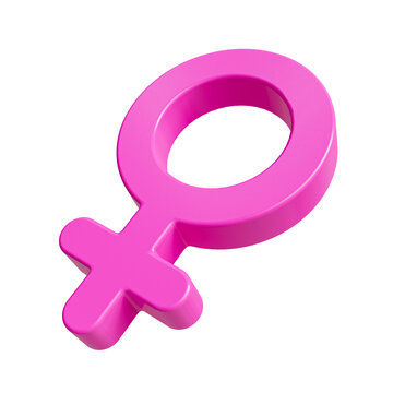 3d minimal female gender symbols. woman sign. 3d illustration. clipping path included.