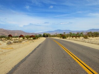 Fototapeta na wymiar View of Road to Galleta Meadows in Borrego Springs California