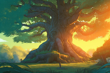 fantasy background of a giant tree