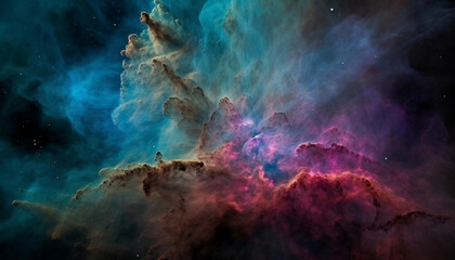 Fototapeta premium Glowing star field, a futuristic galaxy landscape generated by AI