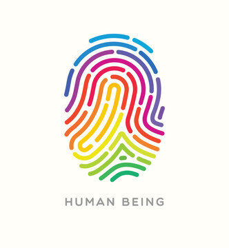 Rainbow Fingerprint For June Pride Month. Image Of Support For LGBTQ Human Beings. Vector Illustration