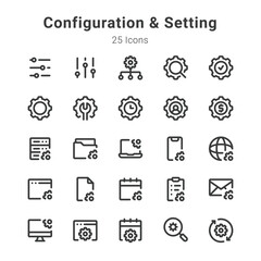 25 icon collection on configuration and setting