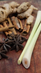 herbal spice star anise cinnamon lemon grass gingger health 