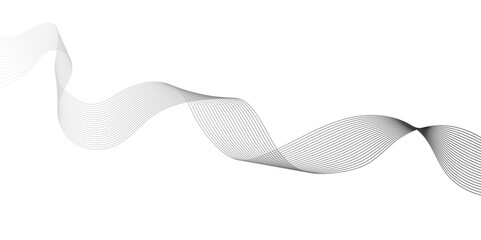 Abstract wavy white and grey curved lines on transparent background. Frequency sound wave lines and technology background, Design for brochure, flyer, banner, template, business wave lines background.
