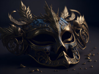 Venetian gold mask. AI generated